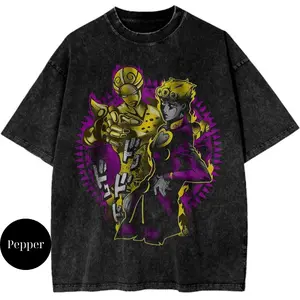 Giorno Giovanna Shirt, JoJo’s Bizarre Adventure Shirt, Anime Shirt, Vintage Tee, Unisex Cotton Crewneck T-Shirt - Medium, Short Sleeve, Casual Streetwear Printed Tee