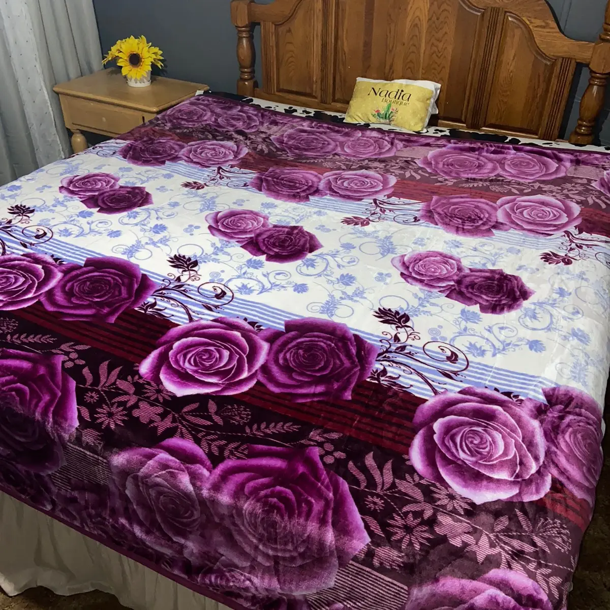 Blanket for Women Men Soft Comfortable Warm LapFannel Blanket for Home Office Travel with Floral Design Fuzzy Flannel Throw Blanket for Couch Bed Sofa Bedroom