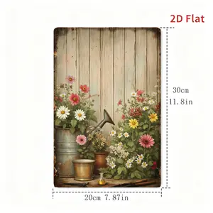 2D Flat, 2D Flat -1 Retro Garden Metal Tin Brand |   2D Flat Flower and Garden Tool Design, Very Suitable for Bars, Cafes, Restaurants, Garages and Home Decoration, Durable Iron Wall Artwork, Easy to Hang, 8.0x 12.0inch, 2D Flat