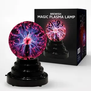 Brewish 3-inch Plasma Ball Lamp Touch Sensitive Novelty Nebula Sphere Globe Magical Orb Science Toy Gift for All USB & Battery Powered Lighting Decor Interaction