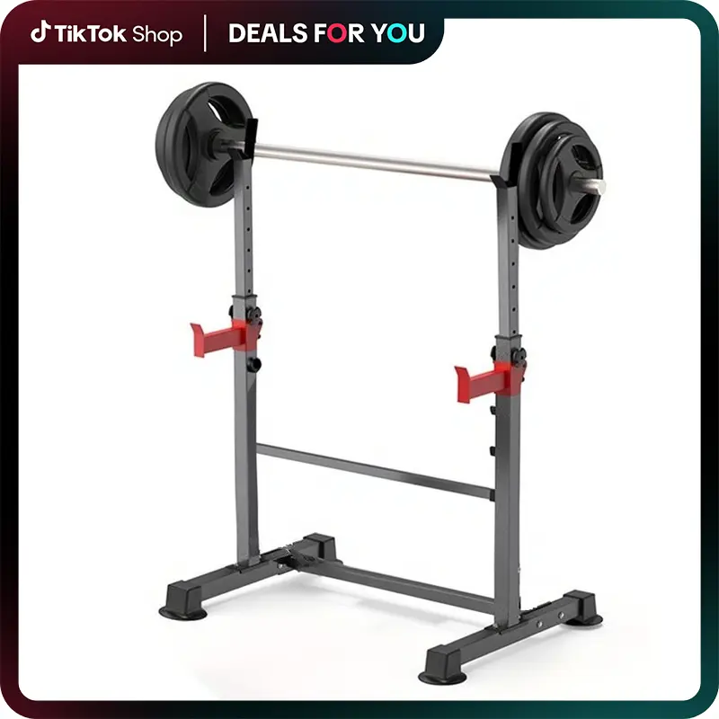 LBS Squat Rack (Weights Not Included — Sold Separately) – Adjustable Home Gym Equipment for Barbell & Dumbbell Sets | Multi-Function Weight Lifting Stand for Beginners to Pros