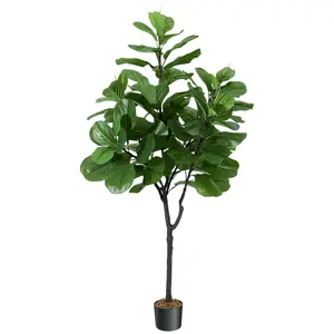 【GARVEE】6FT Tall Artificial Fiddle Leaf Fig Tree - Realistic Faux Silk Ficus with Natural Dry Grass, Perfect Indoor Decor for Home, Office, and Living Room