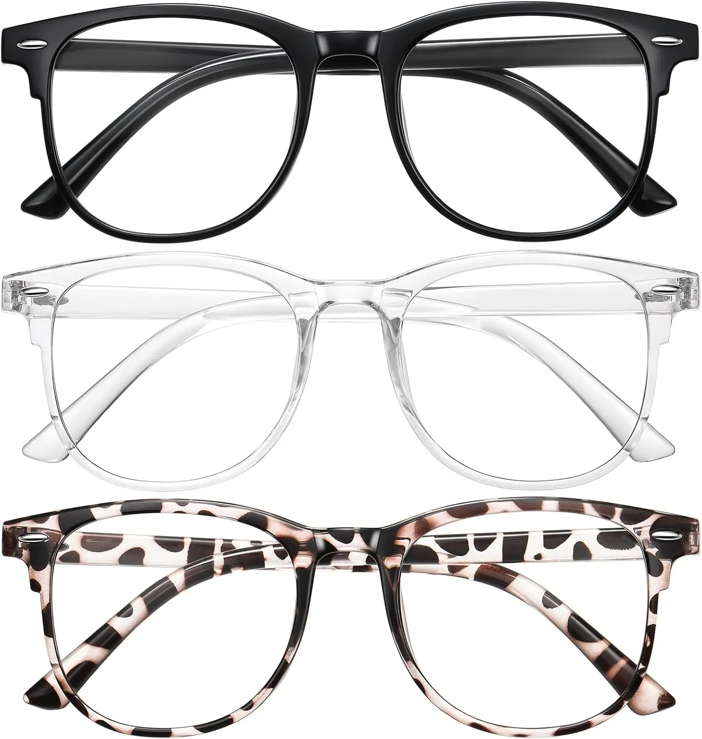 Unisex Classic Casual Leopard Print Glasses - Square Polycarbonate Frames Blue Light Blocking Gaming Eyeglasses with Anti-Glare & UV Protection for Men & Women, Blue Light Glasses, Reading, Blue Light Blocking Lens