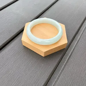 24070-L Certified Untreated Grade A Jade Bracet - Round 58mm (Burmese Jadeite Bangle, Icy Light Green)