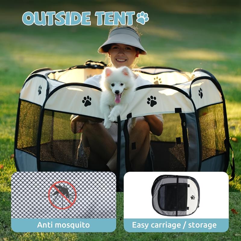 Large Indoor/Outdoor Portable Cat and Dog Puppy Cage, Easy To Store and Travel. Octagonal Pet Enclosure Pet Tent Oxford Scratch-Resistant Foldable Dog Crate Cat Whelping Dog Bed Cat Bed, Suitable for Travel and Camping Use