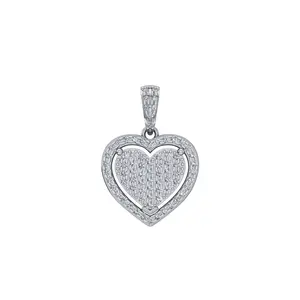 Diamond-Encrusted Heart 10K White Gold & Diamond Pendant