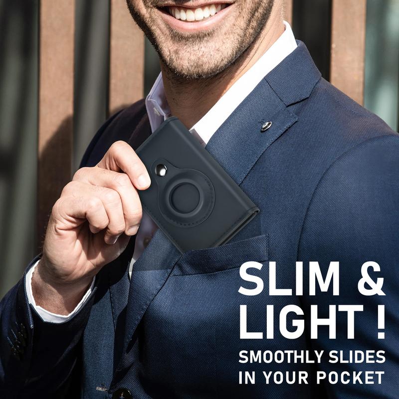 【Mens Gifts】Mens Leather Wallet Card Holder: Pop Up Aluminum Case, Smart, RFID Blocking, Slim, Minimalist - 9-14 Card Capacity | ID Window | Cash Slot Removable Cardholder