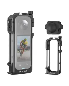 Maectech Protective Cage for Insta 360 X5 Case Aluminum Alloy with Cold Shoe Mount 1/4" Threads for Insta 360 X5 Accessories Kit Sturdy Protection & Easy Installation