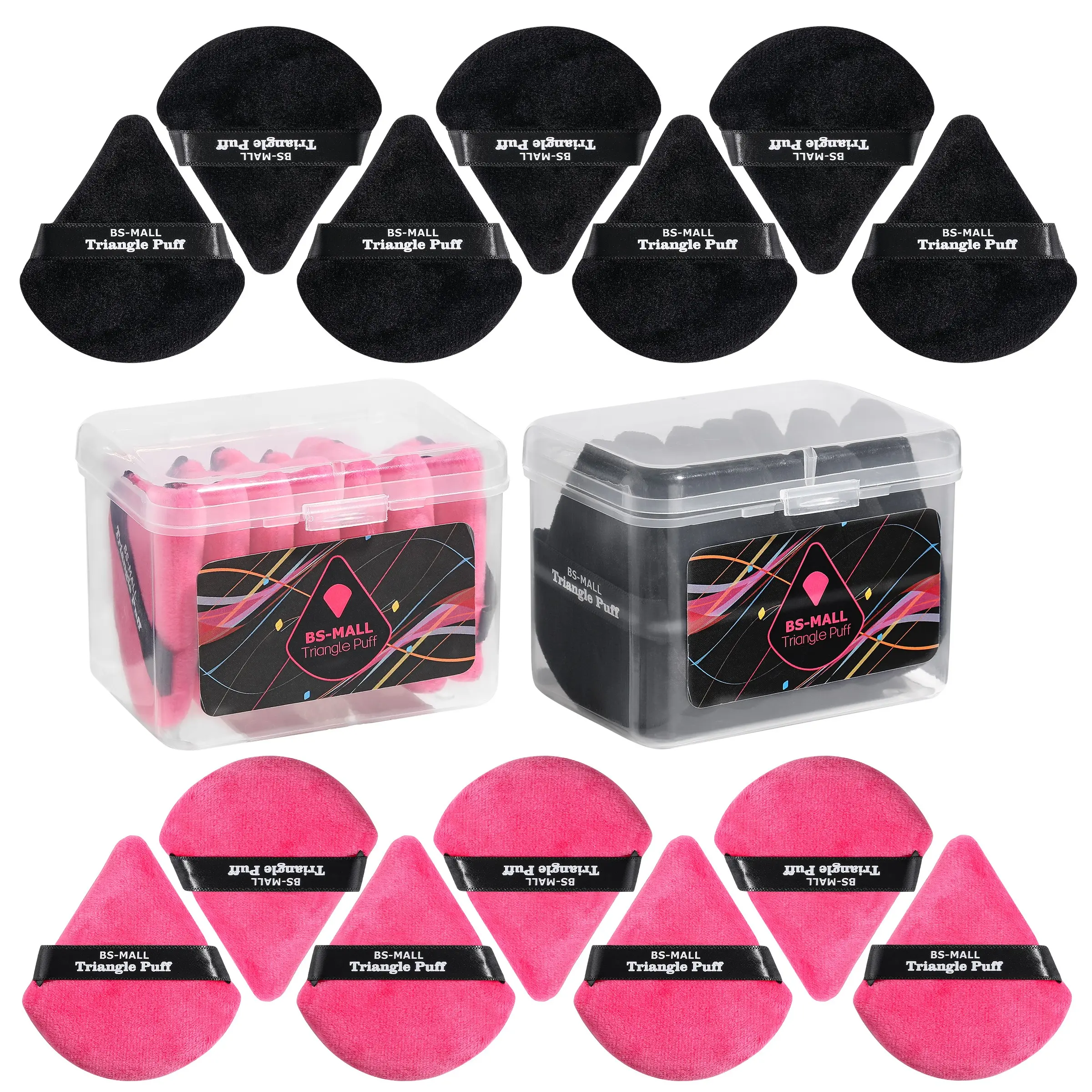 14-Piece Triangle Powder Puff Set, Soft Velvet Beauty Makeup Puffs for Face, Suitable for Loose Powder and Foundation, Dry Wet Contouring, Includes Storage Box