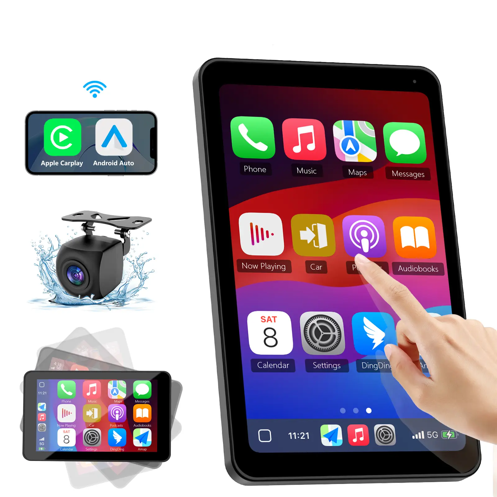 【FLASH SALE】Paslda 2025 Newest Portable Carplay Screen for Any Cars, 7-Inch IPS Touchscreen Car Stereo with Landscape & Portrait Orientation Update Fu