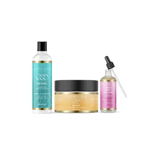 Vegan Revive. Restore. Reveal Hair Care Bundle includes Moisturizing Hair Masque, Leave in Conditioner & Hair Oil Serum