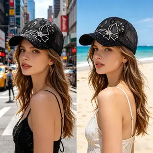 Butterfly Lace Glitter Baseball Cap – Breathable Mesh Sun Hat for Women & Men