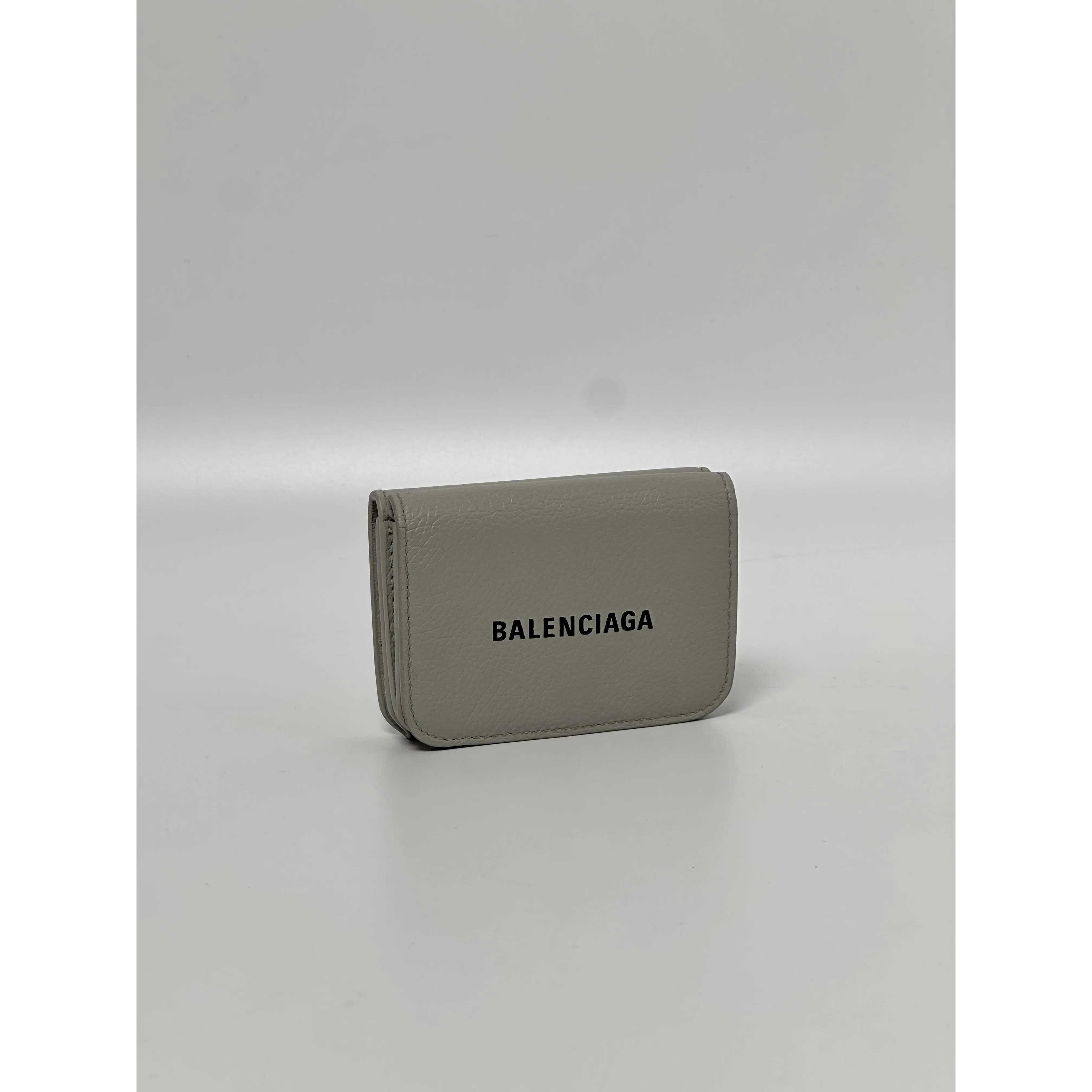 Pre-owned Balenciaga leather Wallet Gray Cash Trifold Mini JD645BB