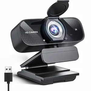 2K HD Webcam with Wide Angle Lens, Privacy Cover, Auto Light Correction and Noise-Canceling Mic, Plug & Play USB Camera for Desktop/Laptop/Mac/PC, Webcam 4K for Streaming Living, TikTokShopSpringGlowUp summervibes