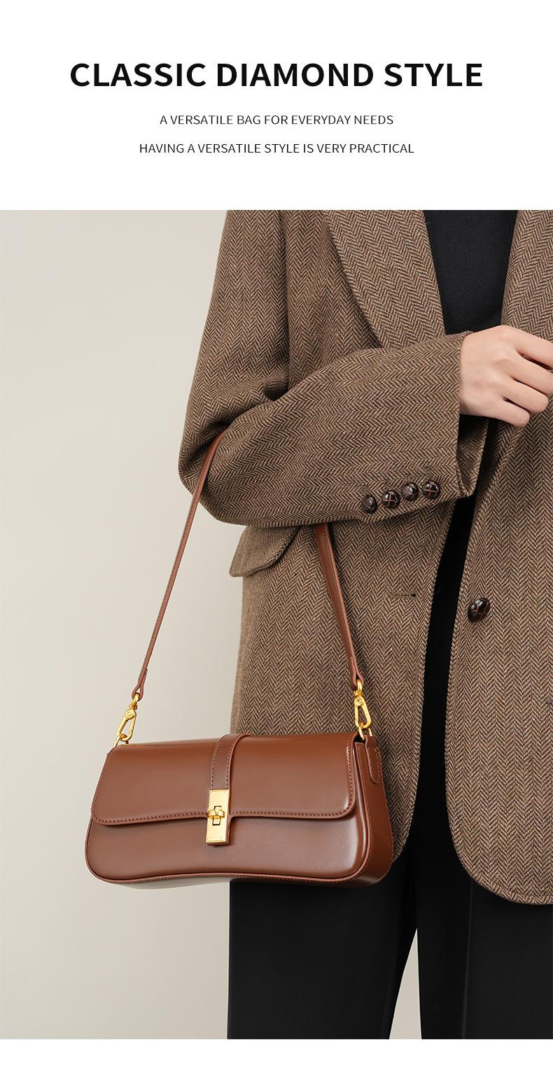 Women's Minimalist Shoulder Bag Smooth Faux Leather Underarm Purse with Metal Lock Versatile bag