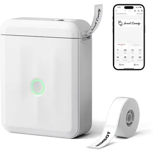 Upgraded Version Mini Label Maker Machine with Tape, Portable Bluetooth Thermal Printer, Sticker Labeler with Multiple Templates For Office Organization, For Home Kitchen, For School, White