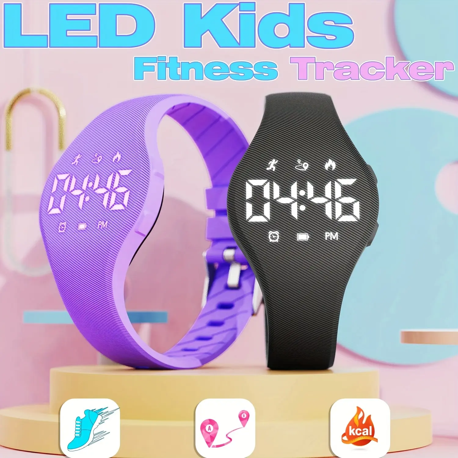 Wristwatch Featuring a Step Counter, Distance Tracker, Calorie Monitor, Stopwatch, Alarm, And Pedometer