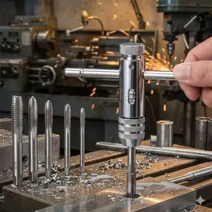 Professional T-Handle Tap Wrench Set 6pc, M3-M8 Metric Kits for Precision Threading, Heavy-Duty Non-Slip Grip Tools, Perfect for Auto Repair, DIY, Industrial Manufacturing & Machine Assembly