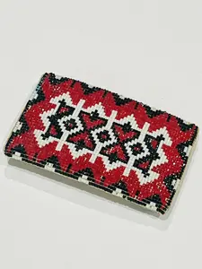 Native American Zunni Beaded Leather Belt Buckle RARE