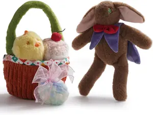 Nocciola 5 Pack Easter Dog Toys with a Basket, Easter Egg, Bunny, Chick, Cake Squeaky Plush Toys, Interactive Easter Egg Hunt for Puppy, Cute Easter Gift for Dog
