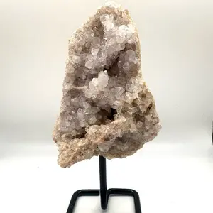 Amethyst Crystal Cluster Geode Specimen- mounted on Metal stand