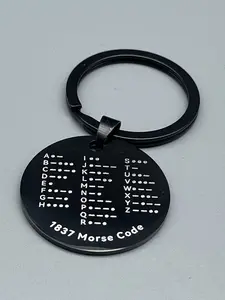 Double-Sided Morse Code Keychain, Letters and Numbers, Educational Gift for Radio Enthusiasts, Unisex Car Key Holder, Cute Cartoon Style