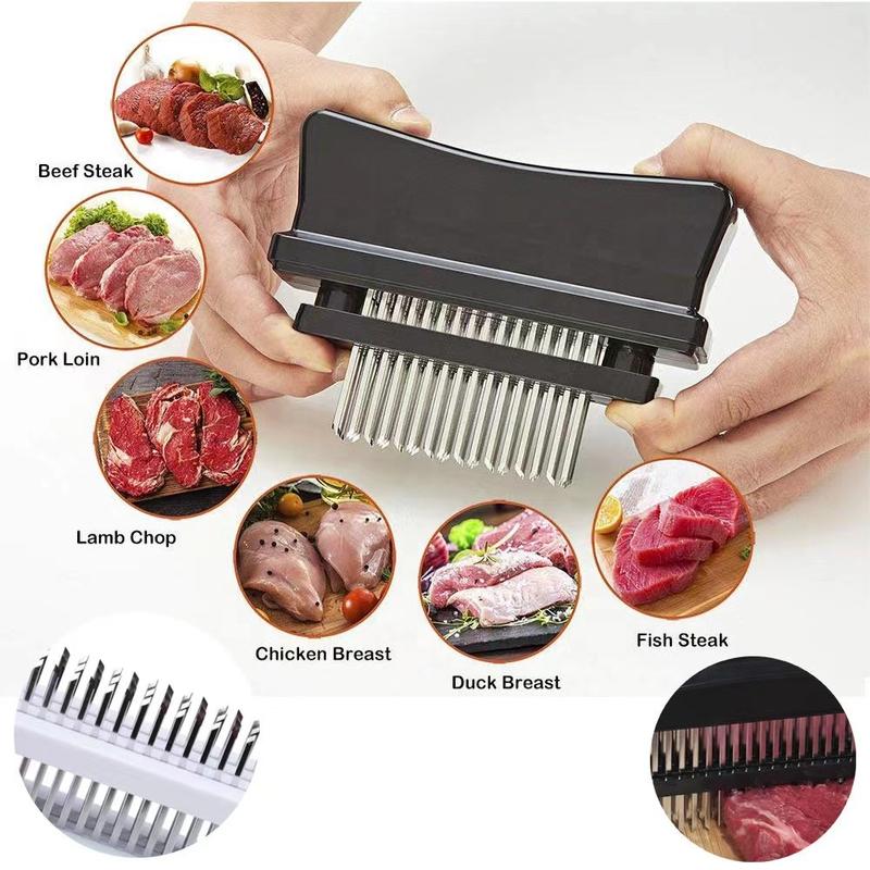 48-Blade Stainless Steel Meat Tenderizer – Manual Needle Steak Tenderizing Tool for Juicy, Even Cooking