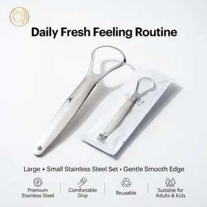 ICESEE Boka Stainless Steel Tongue Scraper  – Fresh Breath Cleaner for Adults & Kids