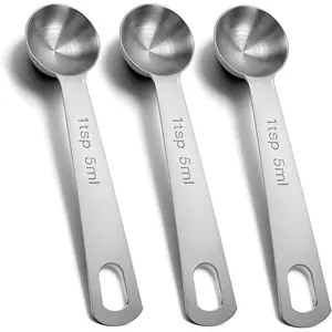 3Pcs 5ml Stainless Steel Short Design 1 Teaspoon Measuring Spoons Kitchen Tools for Precise Cooking Baking and Spices Measurement