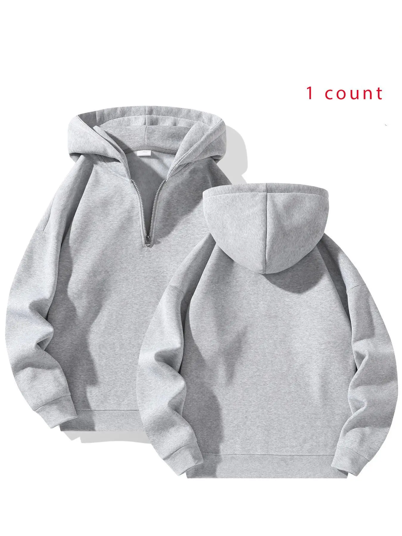 Men's Solid Half Zip Up Hoodie, Casual Regular Fit Long Sleeve Hooded Sweatshirt for Daily Wear, Men's Clothes for All Seasons