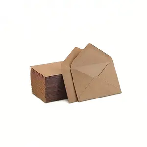100 Mini Kraft Paper Envelopes Office Stationery Supplies for Gift Card Storage, Invitation Shells for Business Cards, Durable and Eco-Friendly
