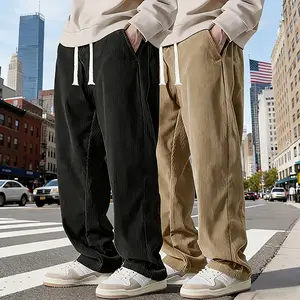 NERCAMN 2-pack corduroy straight-cut pants, casual, loose-fitting, easy-matching, sports long pants for men, suitable for spring and autumn