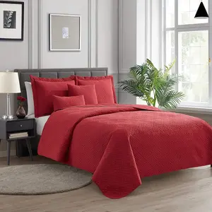 Twin Size - All Season Bedspread Coverlet Set, Pinsonic Weave Lightweight Bedding Set - 4 Piece Twin Set with Pillow Shams, - Burgundy