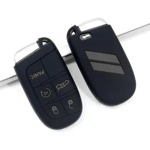 Key Fob Cover for Dodge Accessories 5 Button Key Fob Case for Dodge Charger Challenger Dart Durango Journey Replacement Remote Control 3 4 5 Buttons Key Fob Shell (Bright Gray Design, 1 PC)