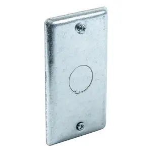 4 In. H X 2 In. W Steel Metallic, 1-Gang Electrical Box Cover with 1/3 In. KO (1-Pack)
