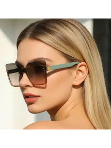New Semi-Rimless Metal Sunglasses, Fashion Rimless Cut-Edge One-Piece Frame, Street Style Slimming Sunglasses for Women