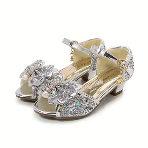 musthaveitems?Girls'SandalswithHighHeels,Children'sCrystalShoesModelShowPerformance,PrincessElsa'sSinglesneakersforkidsChampagneMaryJanewesternboot