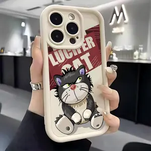Cartoon cute Lucifer cat Phone Case Suitable for iPhone 17 16e 16 15 14 13 12 11 Mini Pro Max Air X XR XSMAX 8 7 Plus Anti Fall Soft TPU Back Cover