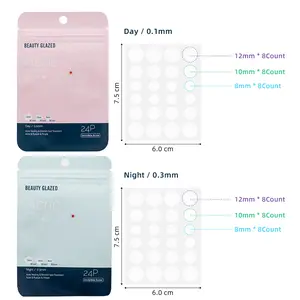 BEAUTY GLAZED Pimple Patches for Face Hydrocolloid Acne Patches  Spot Stickers Mild Day and Night 2 Color 3 Sizes (8mm, 10mm & 12mm)