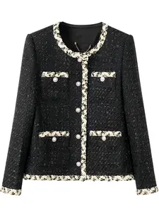 Elegant Sequined Blazer Jacket, High-End Luxury Tweed Design, Versatile Women's Outerwear, New Arrival Fashionable Coat 25151