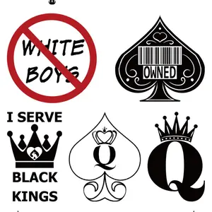 Vibrant Queen of Spades QOS Style Temporary Tattoo Set - 8-Piece Spade Shape, Waterproof, Long-Lasting for All Skin Types, Events, Party Wear