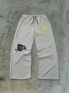 🔥Vintage Washed Black Wide-Leg Sweatpants | Graffiti Street Art + Yellow Star Graphic Print | Y2K Streetwear Essential ✨ Loose fit, elastic waist, ultra-comfy for daily wear & skate fits. #Y2KFashion #WashedSweatpants #GraffitiStyle #OOTD