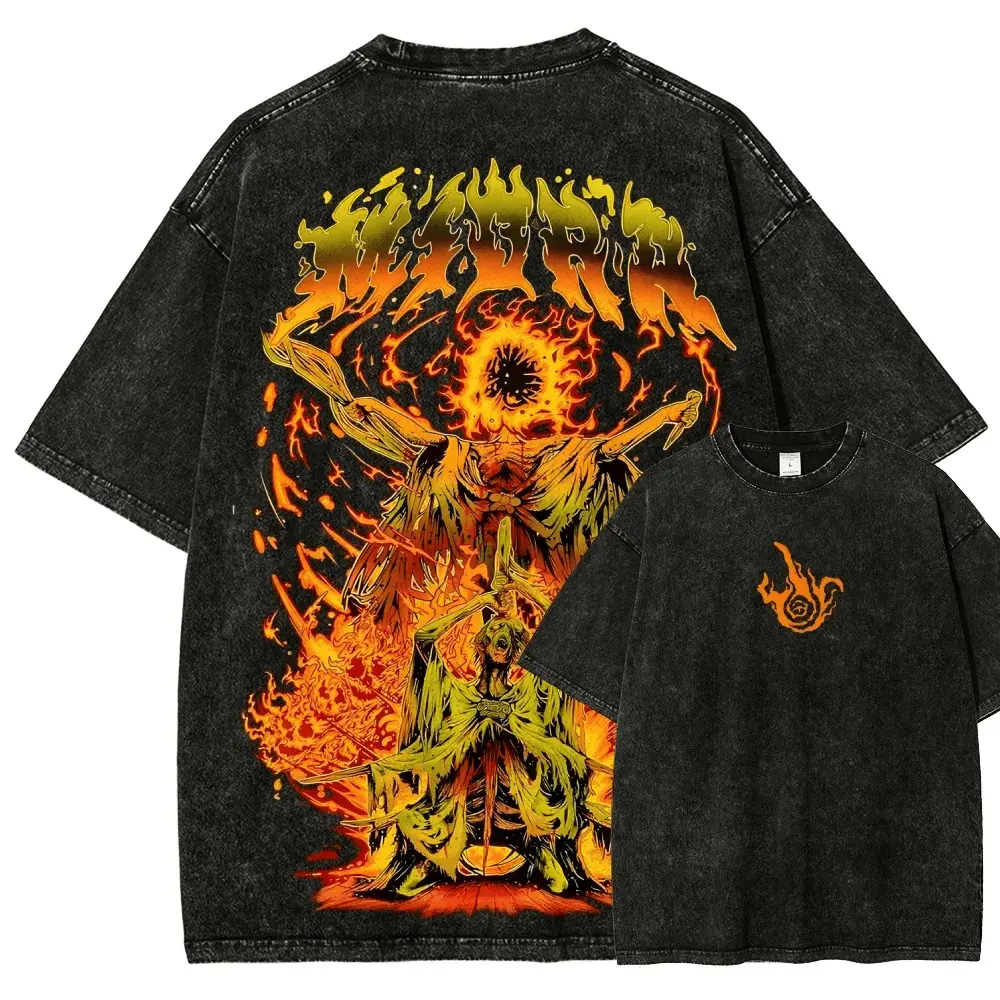 Elden Ring Shadow of the Erdtree Midra Lord of Frenzied Flame Mineral Washed Graphic T-Shirt - Epic Dark Fantasy Boss Fight Vintage Acid Wash Oversized Gamer Tee for Hardcore Soulsborne Fans
