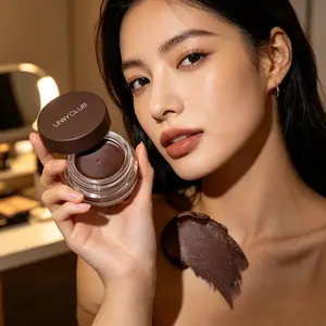 UNNY CLUB Natural Dark Brown Gel Eyeliner Pomade With Angled Brush, Hydrating Argan Oil Infused Waterproof Smudge Proof Cream Liner, Soft Natural Daily Brown Eyeliner For Gentle No-Harsh Eye Makeup Look