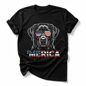 Dog Lover Patriotic 'MERICA Graphic T-Shirt, Vintage USA Flag Style, Unisex Casual Tee, Soft Cotton Comfort, Patriotic Pet Lover Vibe, Covers 50+ Dog Breeds by Eli Deal Power