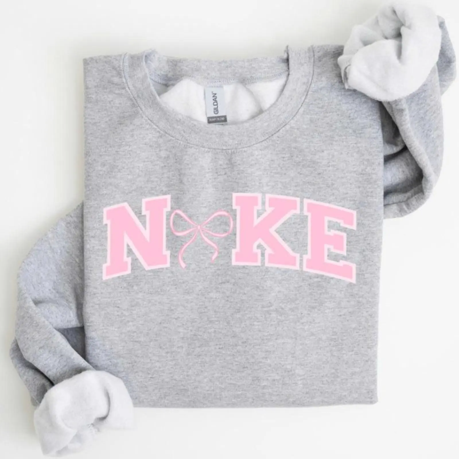 Pink Bow Pullover Sweater for Women - Loose Fit, Medium-Heavy Fabric, Comfy & Trendy