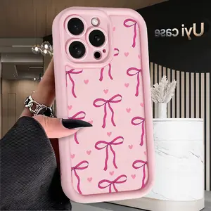 Love Bow Pattern Case for iPhone 17 Air 16 16e 15 14 13 12 11 Pro Max Plus X XS Drop Protection Shockproof Soft Silicone smartphone Cover Cellphone Protective Casing Screen Protector