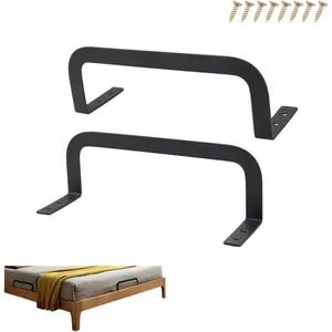 Mattress Slide Stopper (2 Pcs), Metal Retainer Bar, Bracket Prevents Mattress Sliding - Black