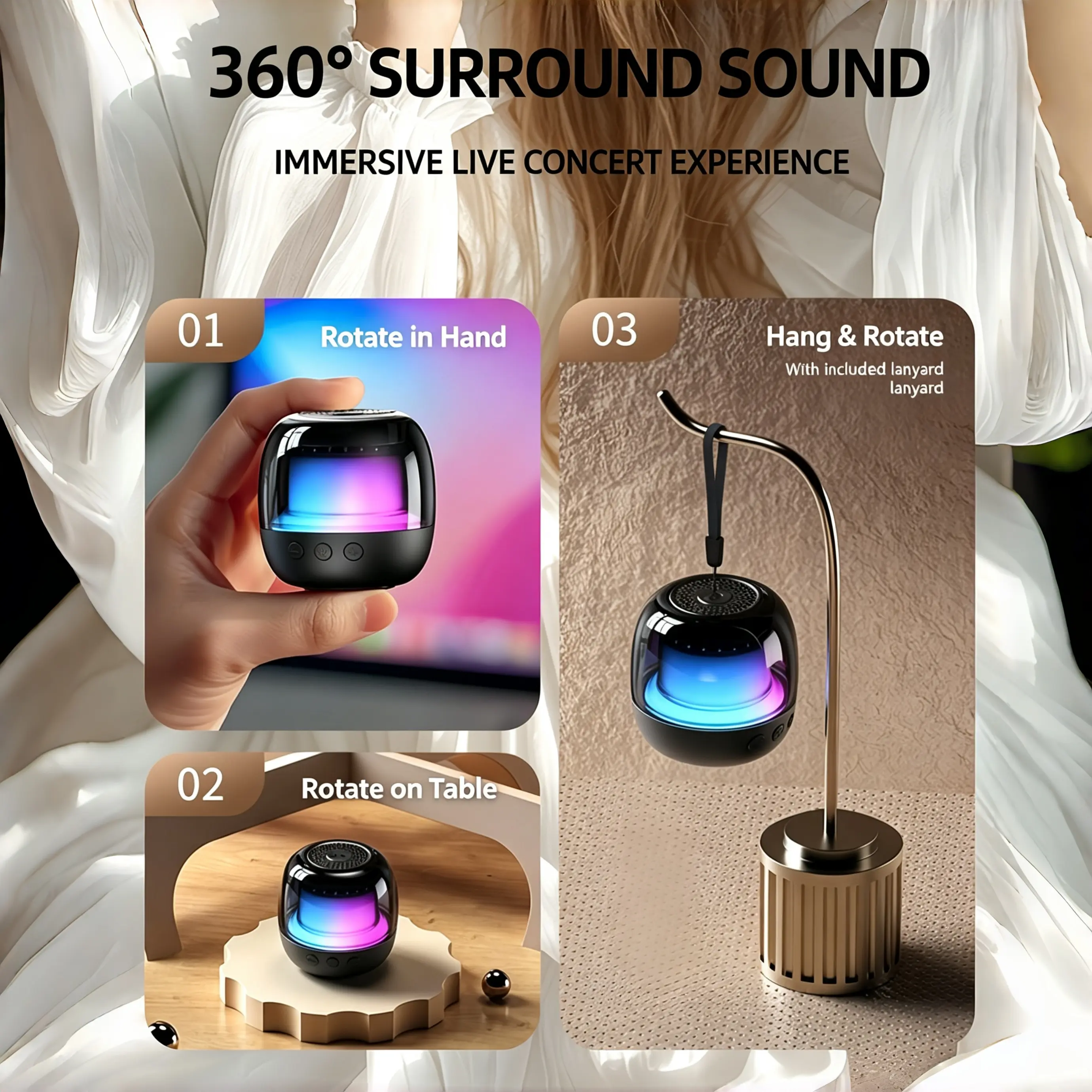 Mini Bluetooth Speaker, Portable Wireless Audio Device for Phones & Electronics