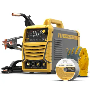 TOOLIOM MIG-135-PRO 135A 110V Flux Core Welder, 3-in-1 Gasless MIG/Lift TIG/Stick Welding Machine, Portable IGBT Inverter Wire Feed Welder with Digital Display, Includes Gloves & E71T-GS Wire